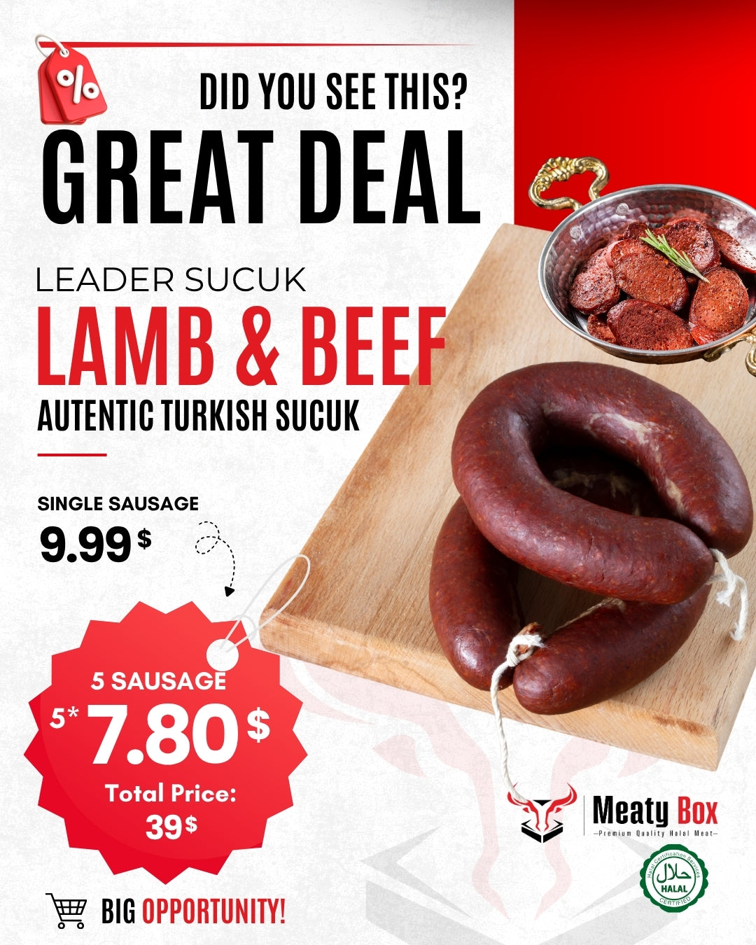 Lamb and beef sujuk - five sausages for $39